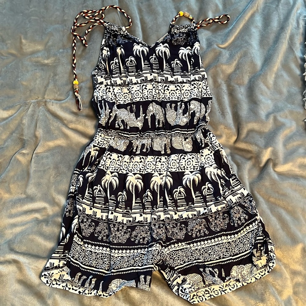 Navy Blue Tribal Romper - Small